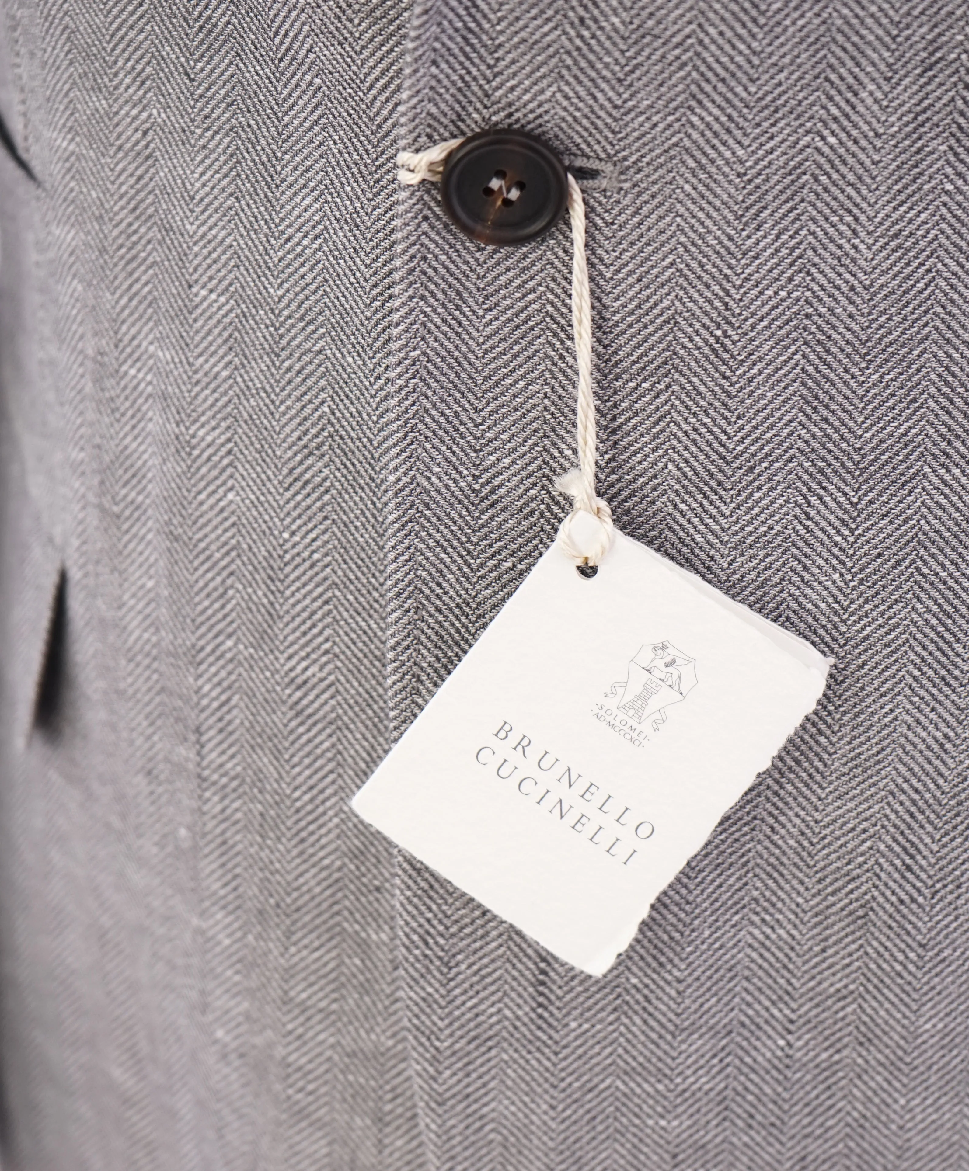 BRUNELLO CUCINELLI - Bold Herringbone Wool/Silk/Linen Semi-Lined Suit - 40R