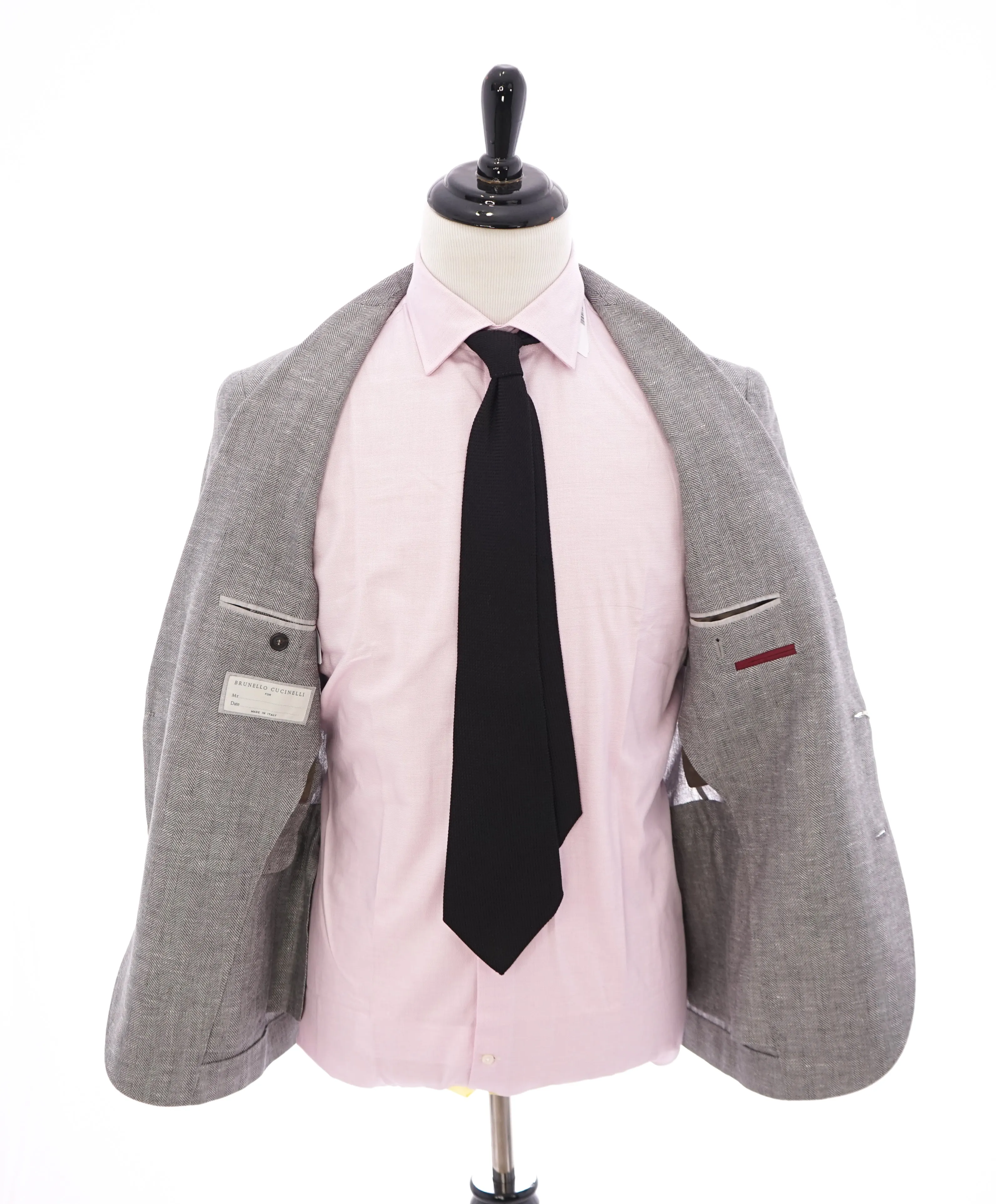 BRUNELLO CUCINELLI - Bold Herringbone Wool/Silk/Linen Semi-Lined Suit - 40R