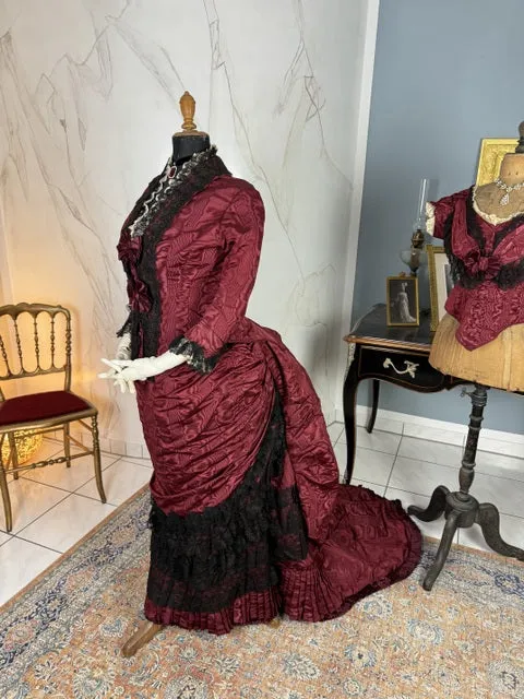 Burgundy Evening and Afternoon Dress, ca. 1880