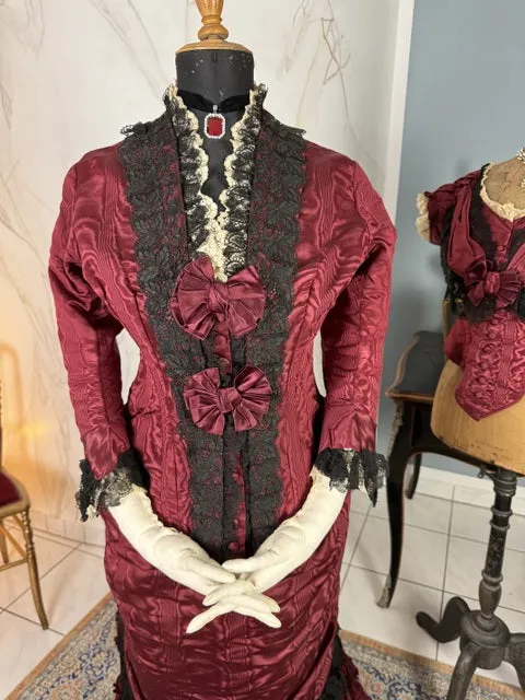 Burgundy Evening and Afternoon Dress, ca. 1880