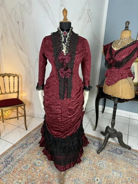 Burgundy Evening and Afternoon Dress, ca. 1880