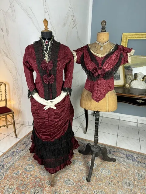 Burgundy Evening and Afternoon Dress, ca. 1880