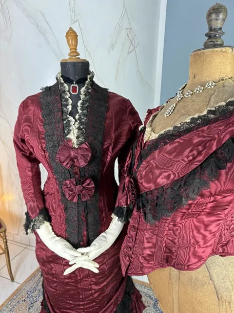 Burgundy Evening and Afternoon Dress, ca. 1880