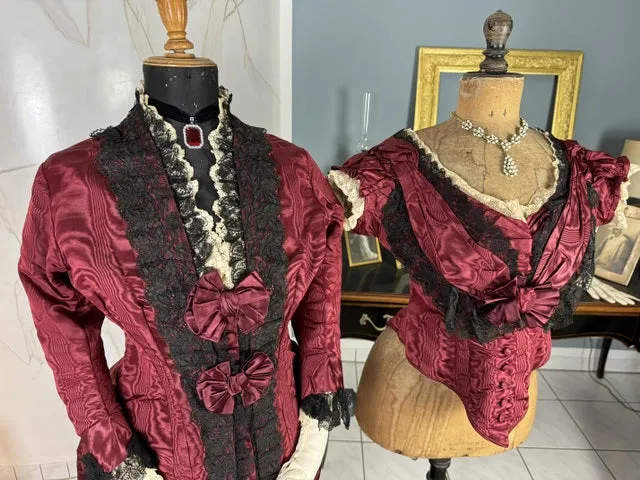 Burgundy Evening and Afternoon Dress, ca. 1880