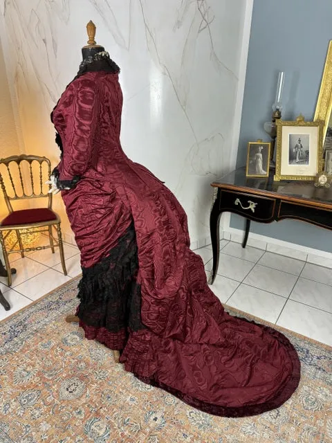 Burgundy Evening and Afternoon Dress, ca. 1880