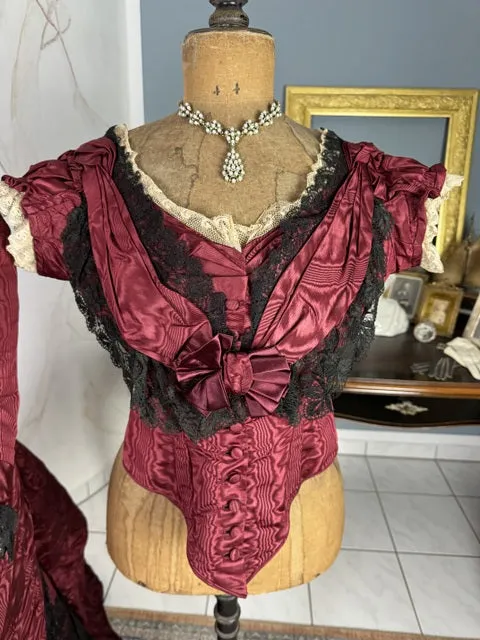 Burgundy Evening and Afternoon Dress, ca. 1880