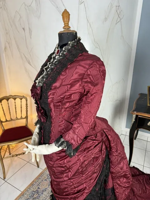 Burgundy Evening and Afternoon Dress, ca. 1880