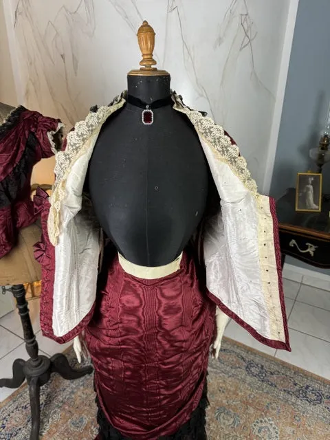 Burgundy Evening and Afternoon Dress, ca. 1880
