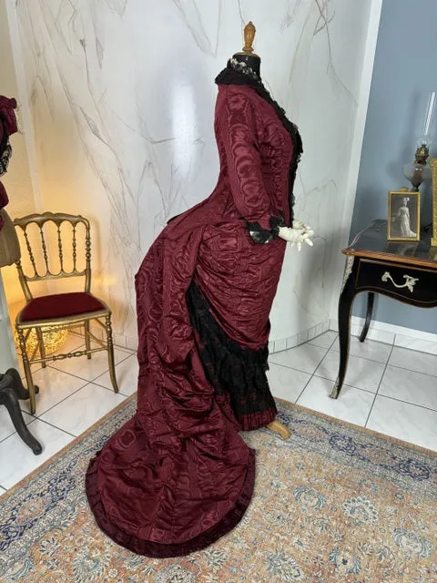 Burgundy Evening and Afternoon Dress, ca. 1880