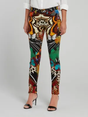 Butterfly Print Skinny Pants