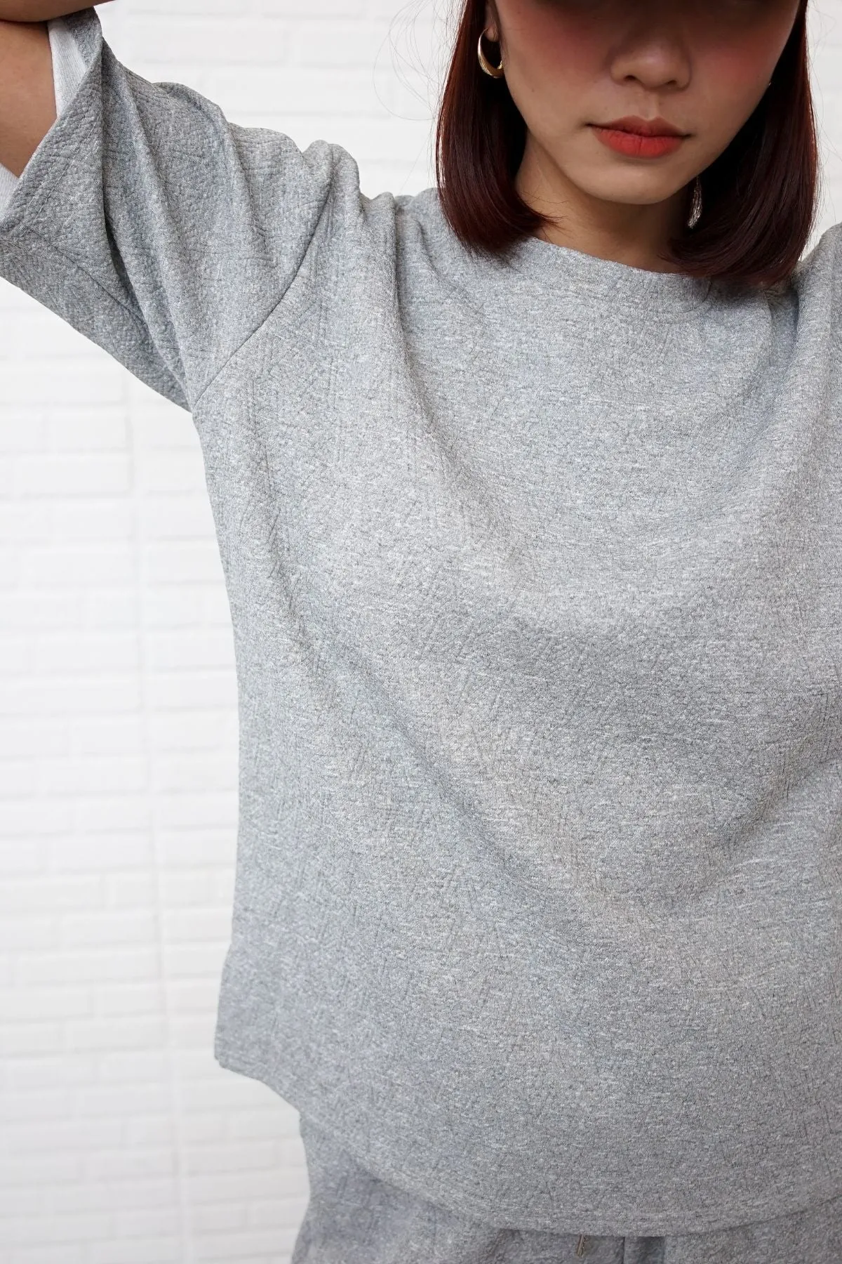 CALLIE Crew-Neck Top & Shorts Co-ord (Gray)