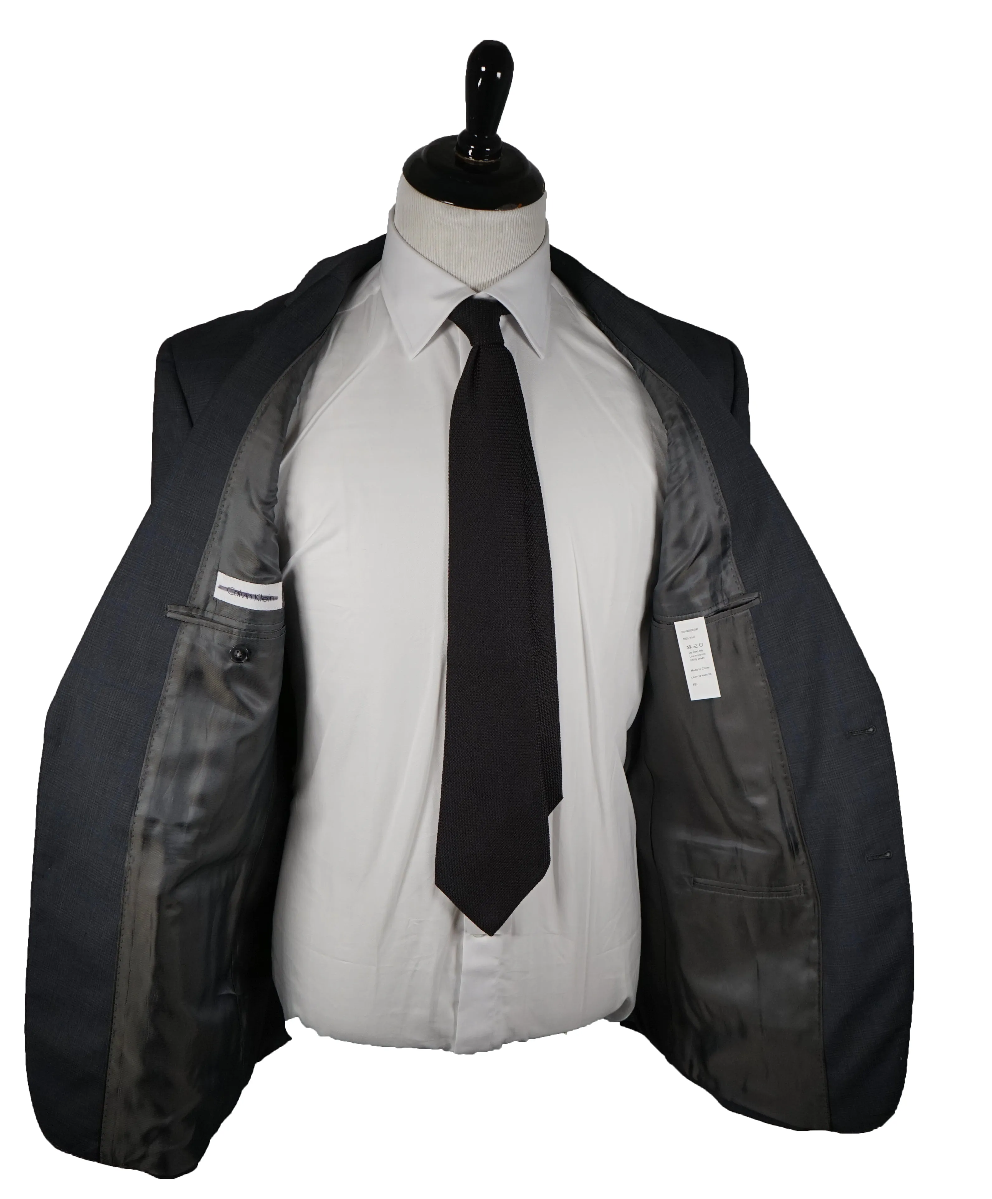 CALVIN KLEIN - White Label Prince of Wales Blue & Gray Check Suit- 46L