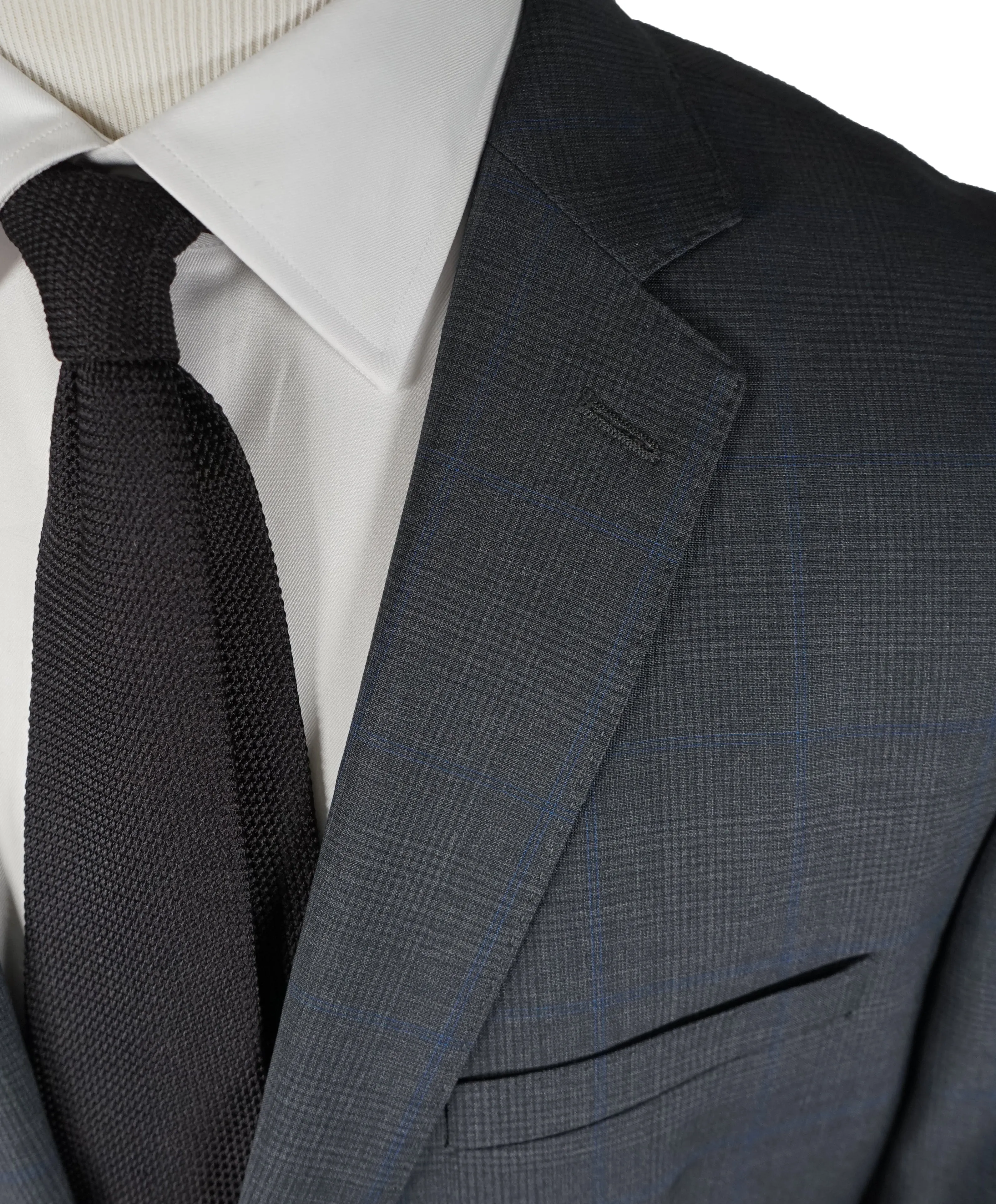 CALVIN KLEIN - White Label Prince of Wales Blue & Gray Check Suit- 46L