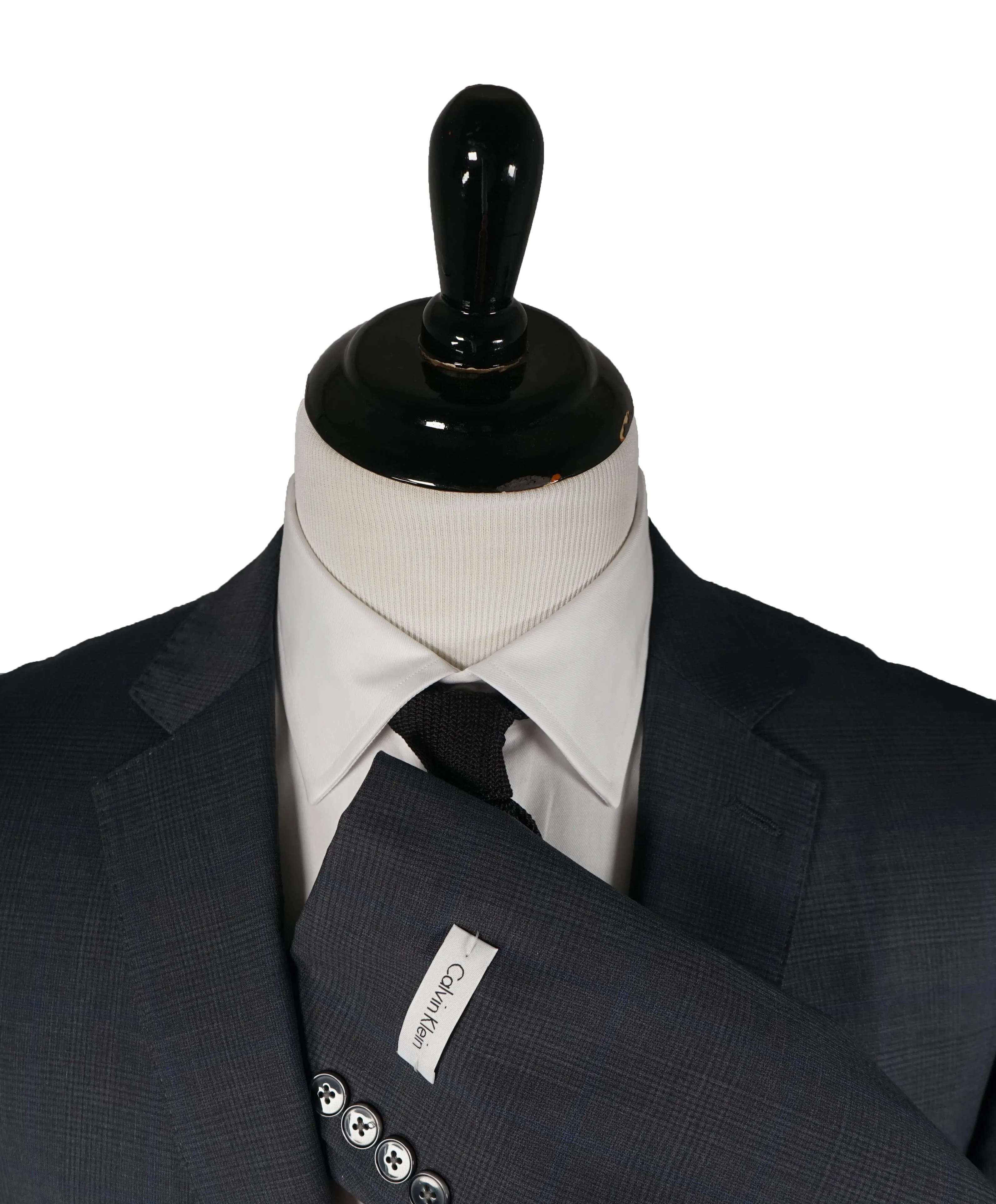 CALVIN KLEIN - White Label Prince of Wales Blue & Gray Check Suit- 46L