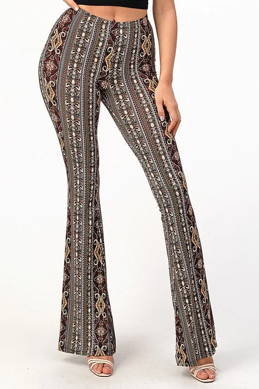 CAMMIE PRINTED FLARE PANTS CHAR
