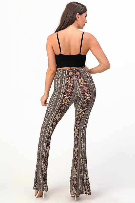 CAMMIE PRINTED FLARE PANTS CHAR