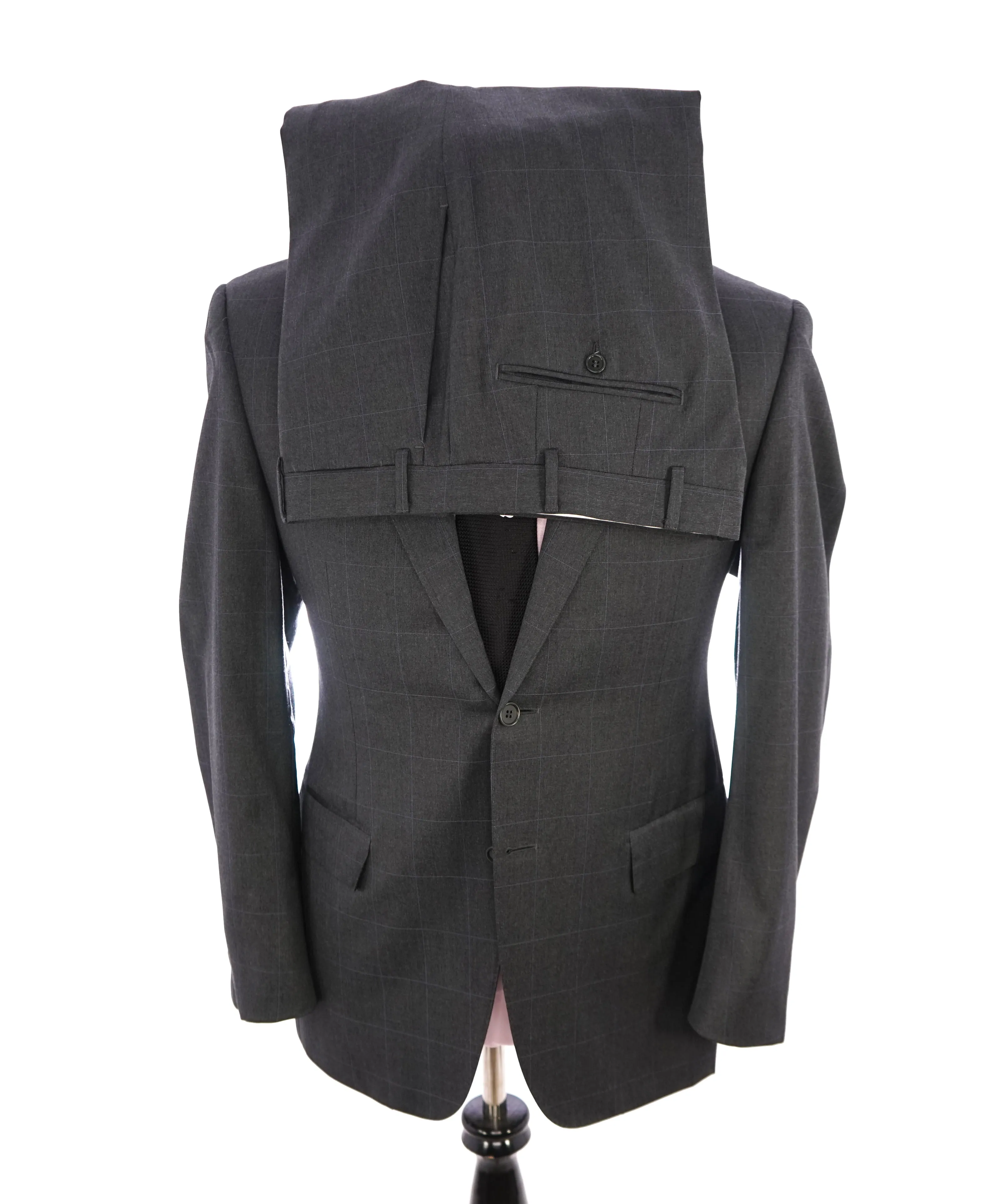 CANALI - Gray Charcoal * Blue Windowpane * Notch Lapel Iconic Suit - 38R