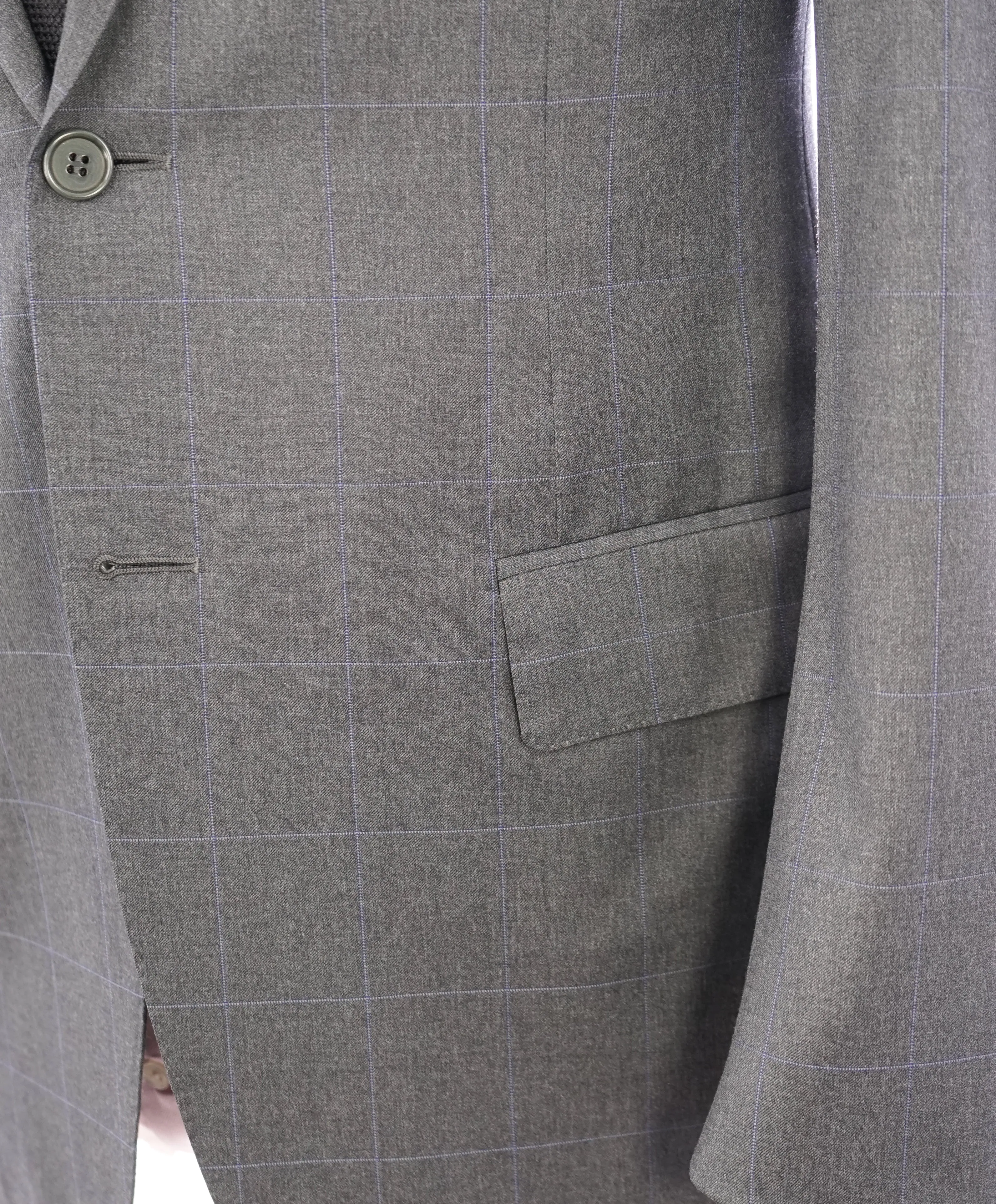 CANALI - Gray Charcoal * Blue Windowpane * Notch Lapel Iconic Suit - 38R