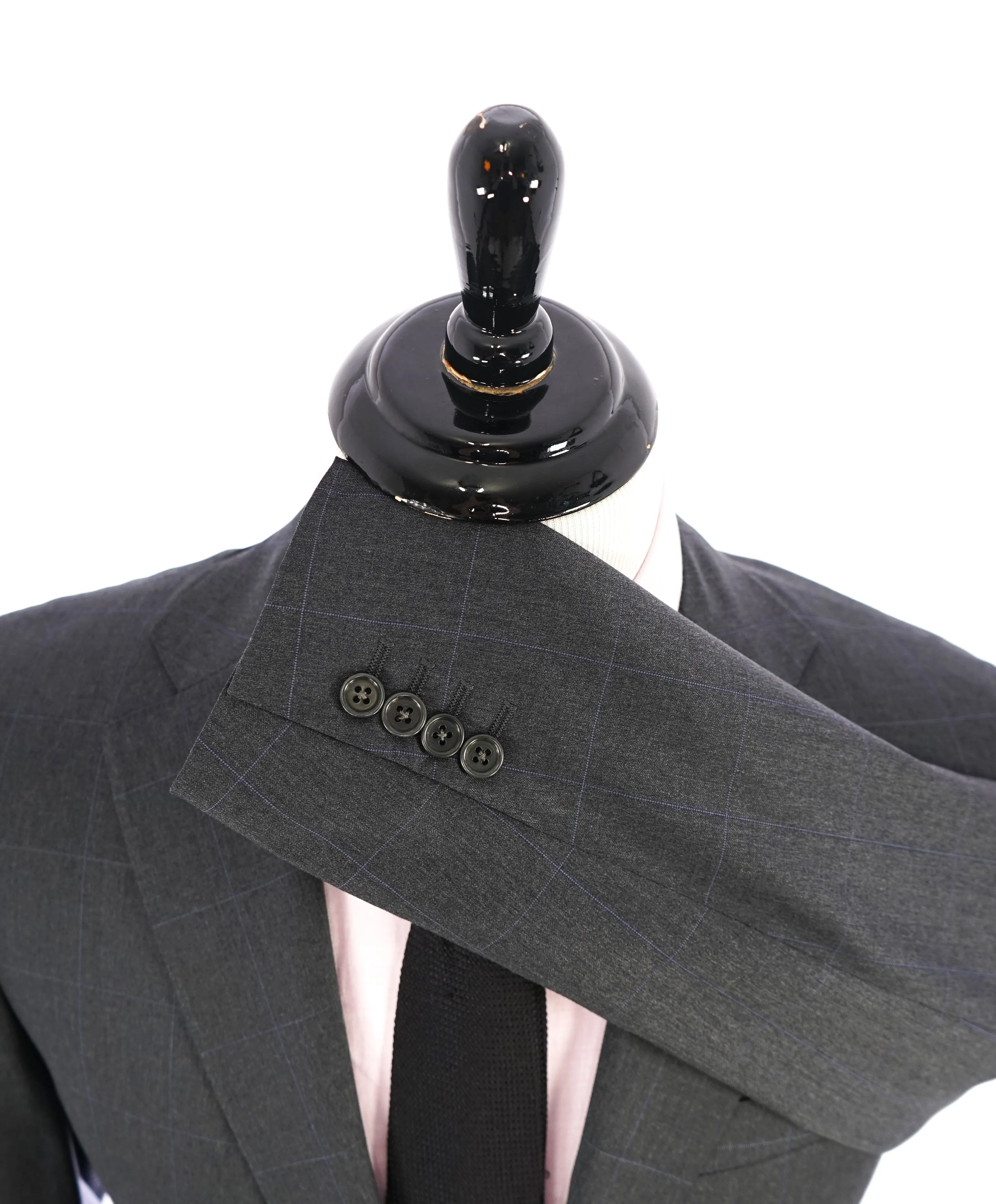 CANALI - Gray Charcoal * Blue Windowpane * Notch Lapel Iconic Suit - 38R