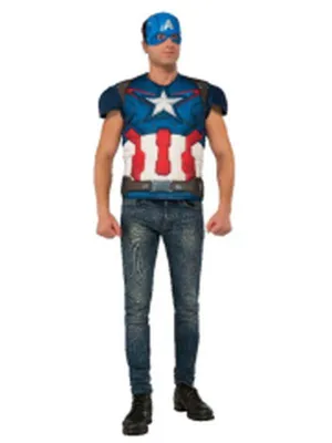 Captain America Costume Top Size Xl