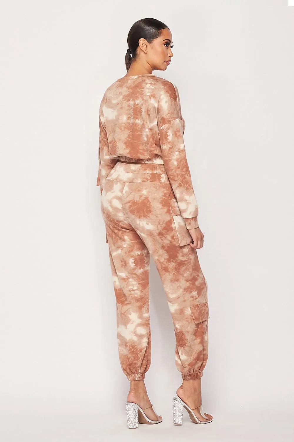 Caramel Acid Wash Jogger Set