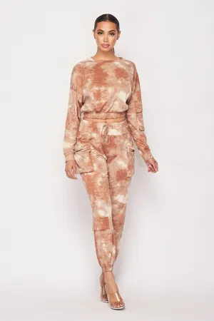 Caramel Acid Wash Jogger Set