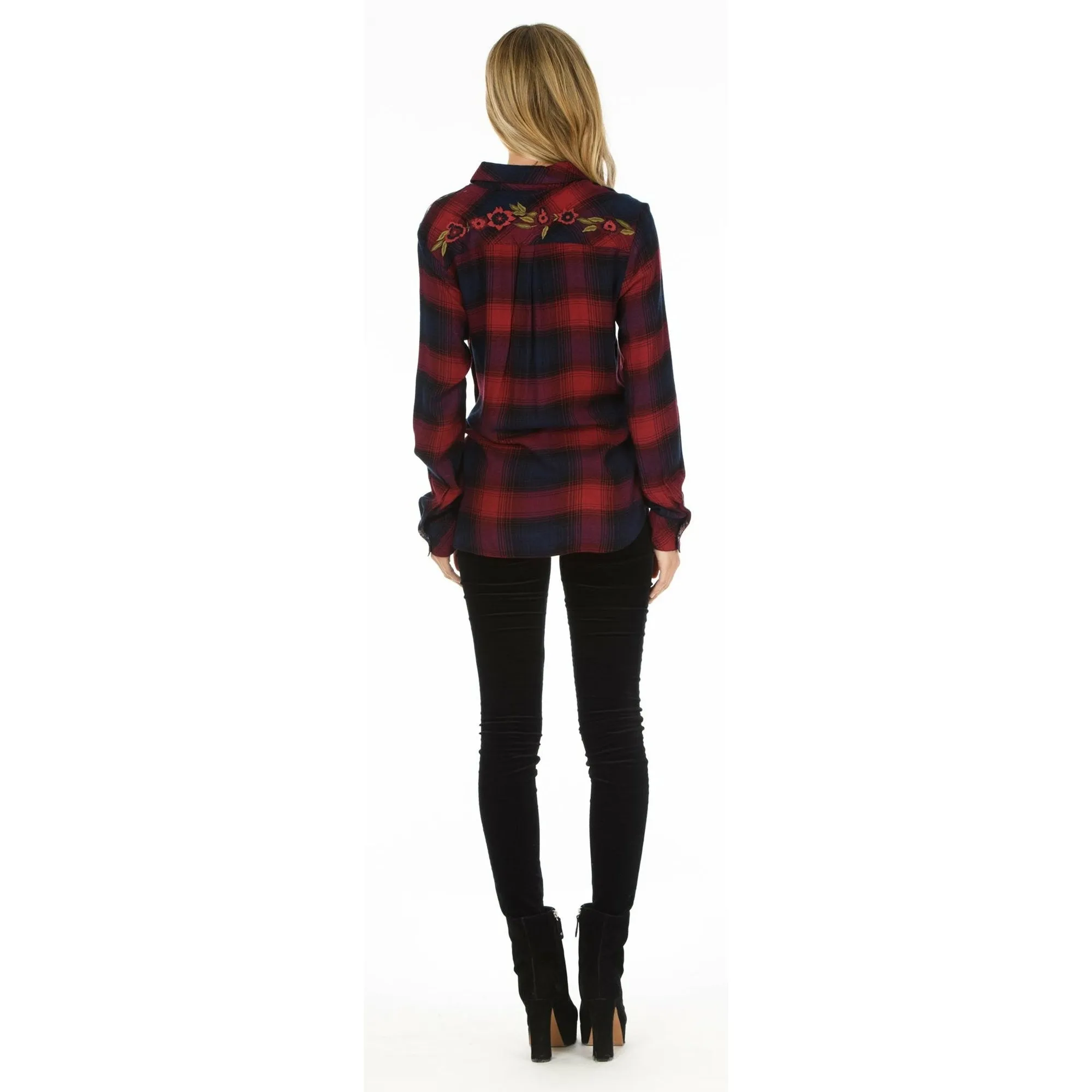 Carey Wine Plaid Top