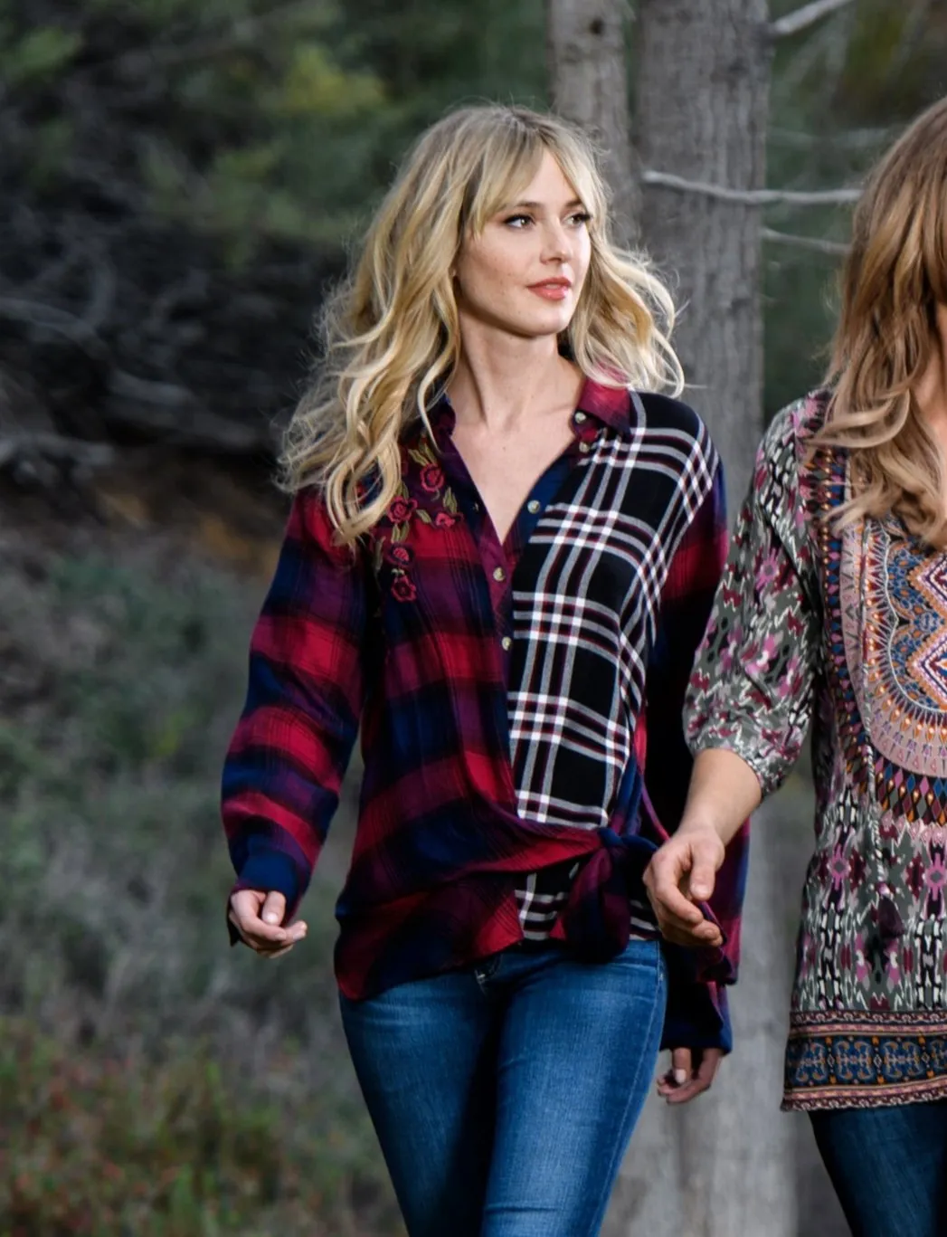 Carey Wine Plaid Top