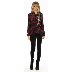 Carey Wine Plaid Top