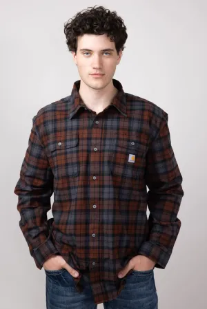 Carhartt Loose Fit Heavyweight Plaid Flannel Shirt for Men in Mocha | 106356-B80-MOCHA