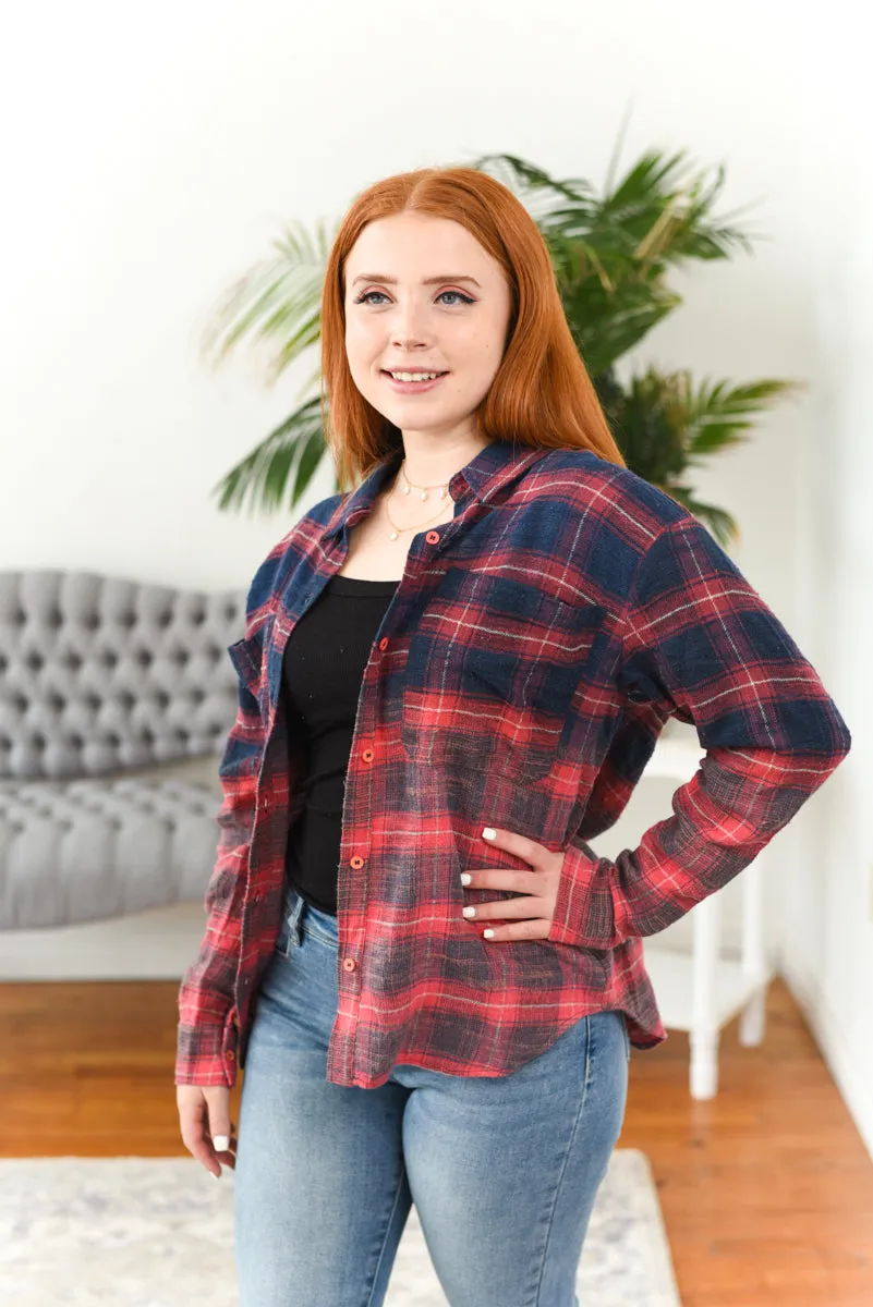 Carly Dip-Dye Plaid Flannel FINAL SALE