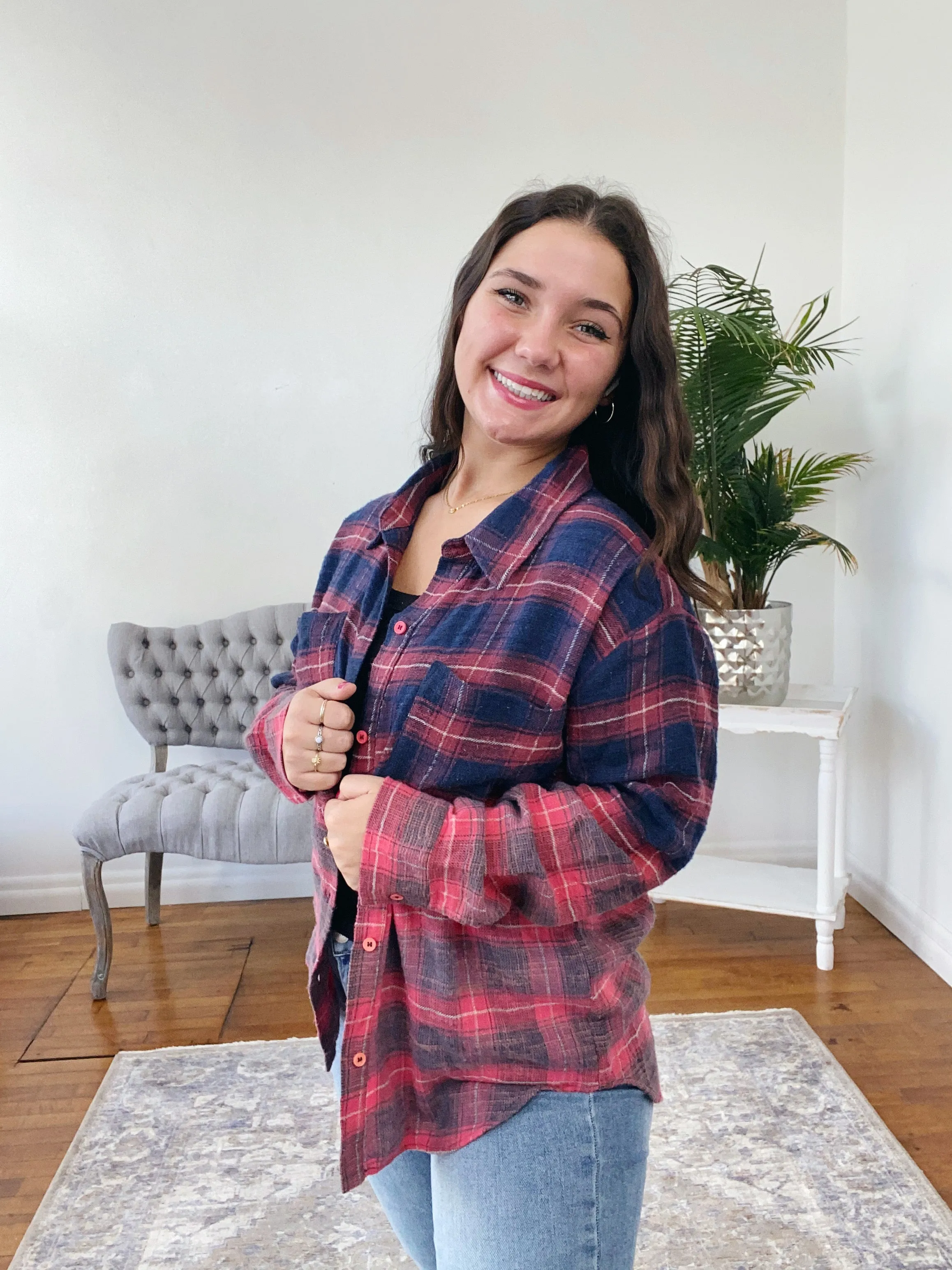 Carly Dip-Dye Plaid Flannel FINAL SALE