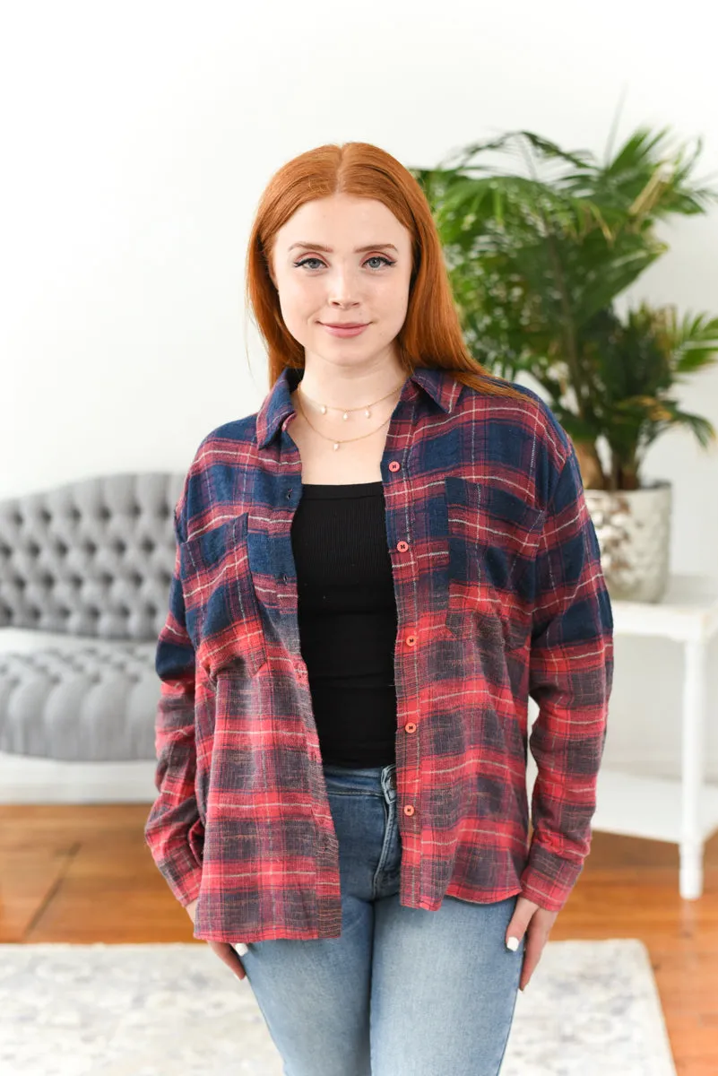 Carly Dip-Dye Plaid Flannel FINAL SALE
