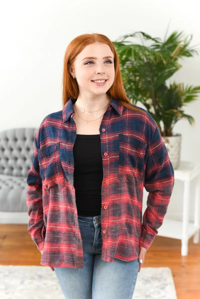 Carly Dip-Dye Plaid Flannel FINAL SALE