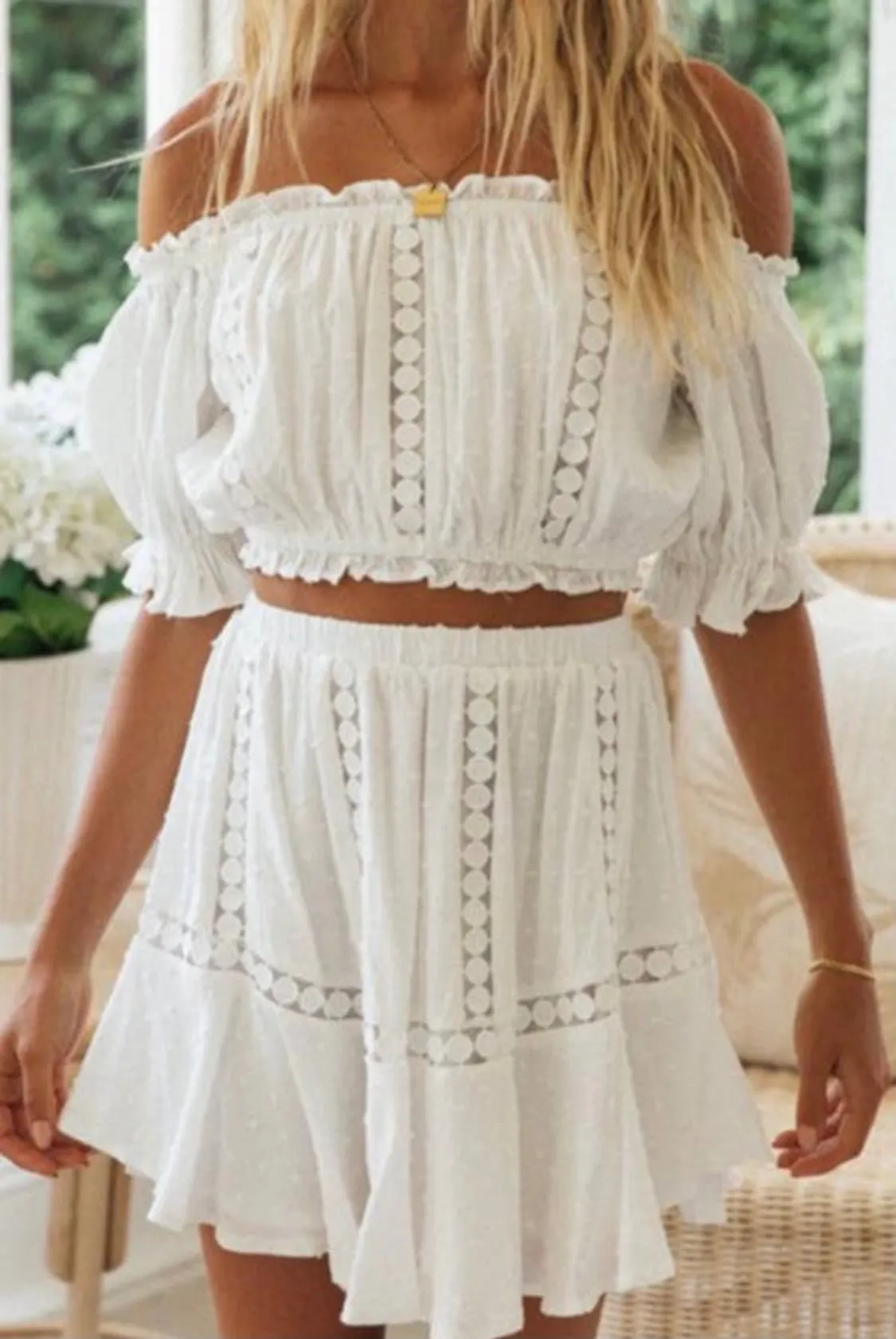 Carrie Crop Top Mini Skirt Set