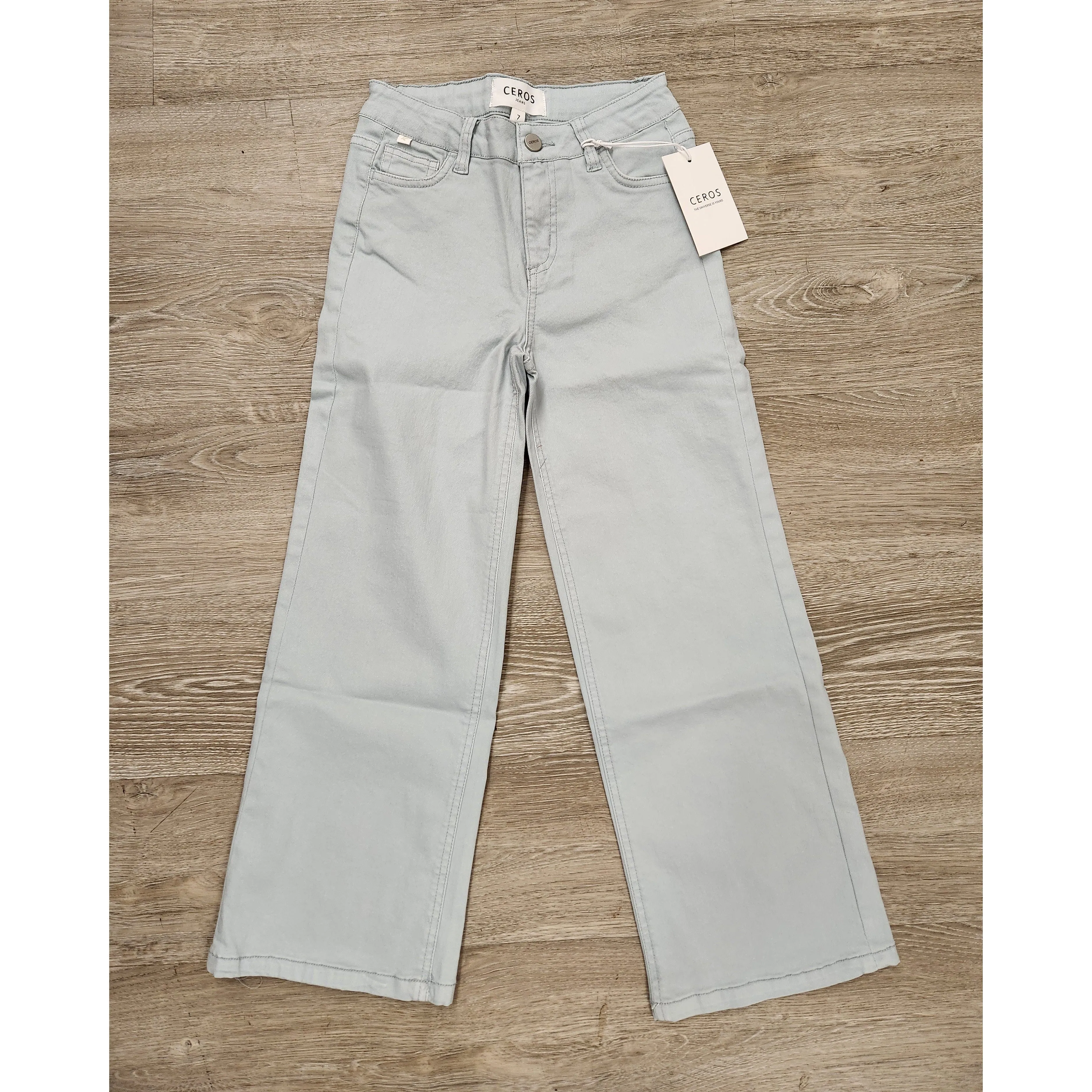 Ceros Tween Blue Grey Crop Wide Leg Jeans