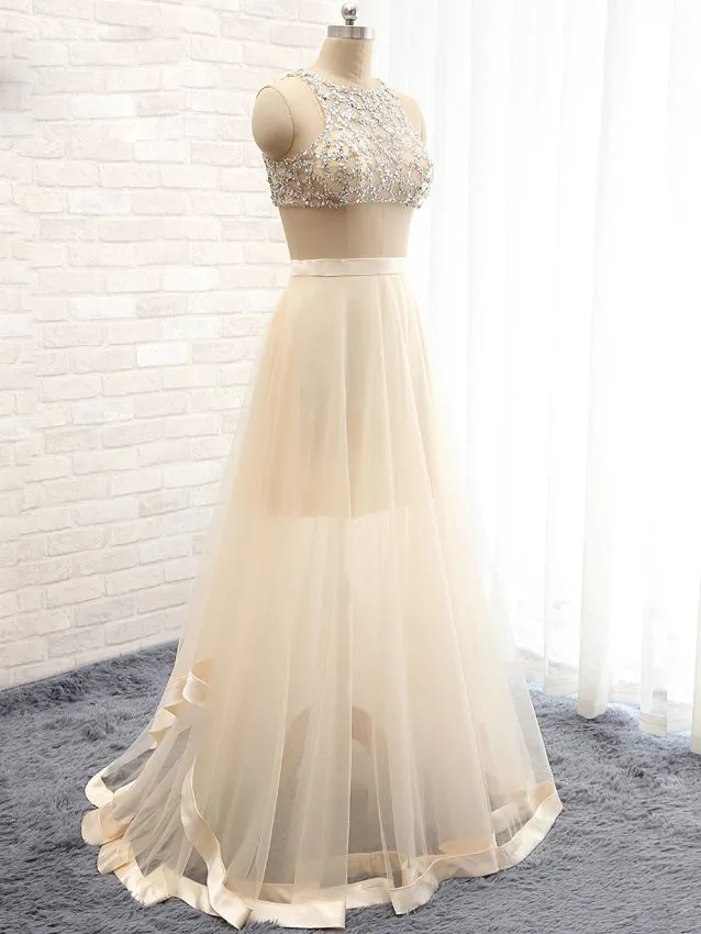 Champagne Sexy Two Piece Prom Dress