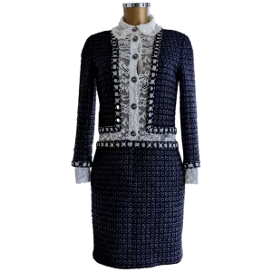 CHANEL 2015/16 METIERS D'ART PARIS - ROME Tweed Lace Dress FR36 $12K, Rare!