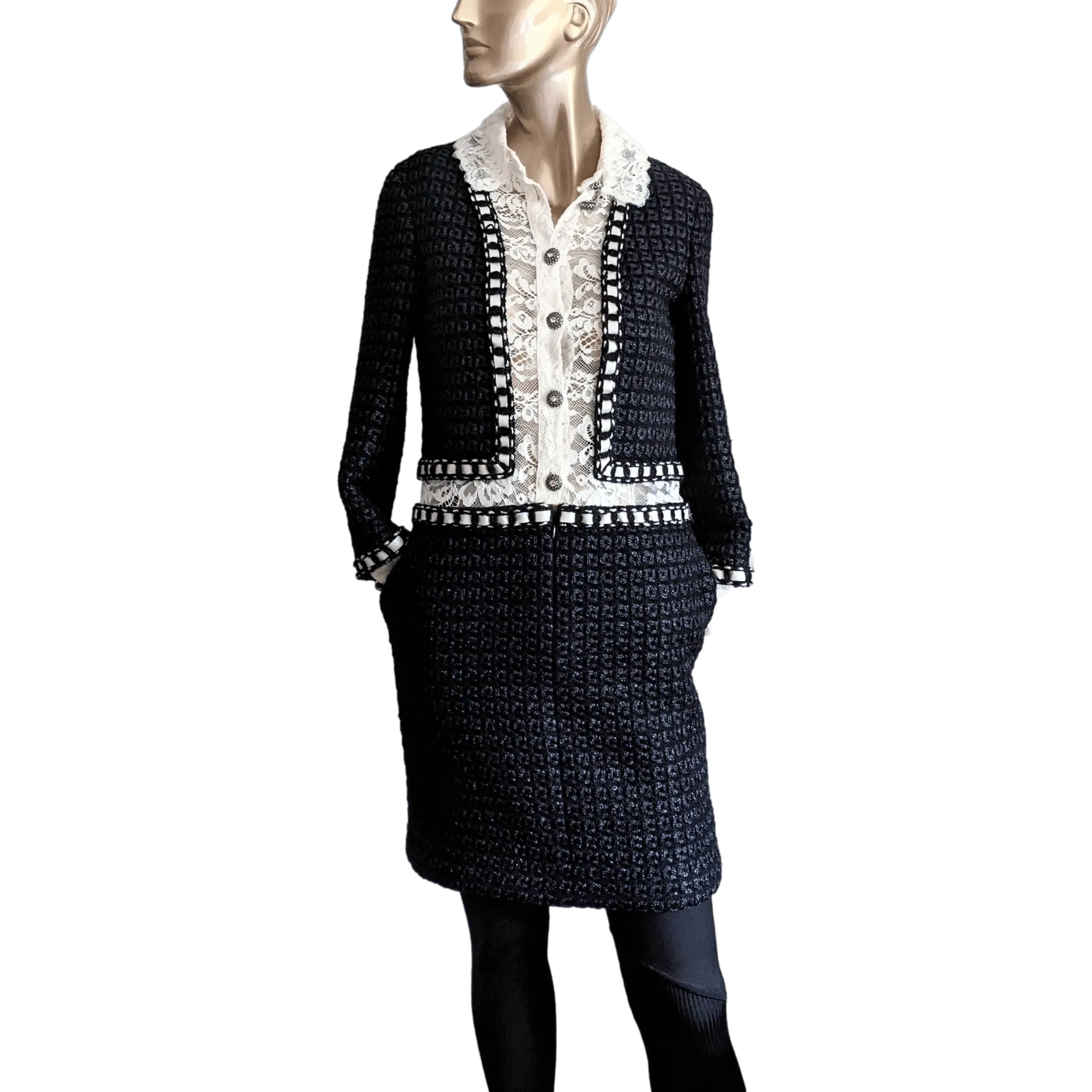 CHANEL 2015/16 METIERS D'ART PARIS - ROME Tweed Lace Dress FR36 $12K, Rare!