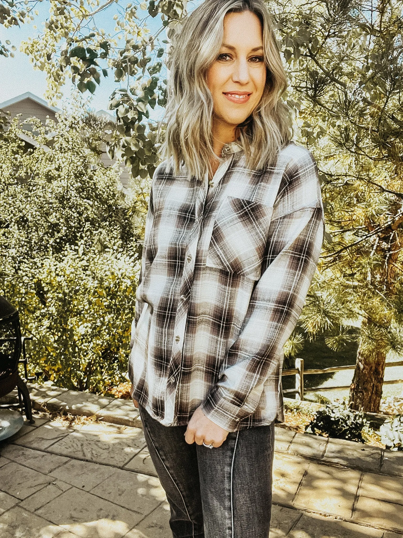 Charcoal Plaid Flannel Shirt
