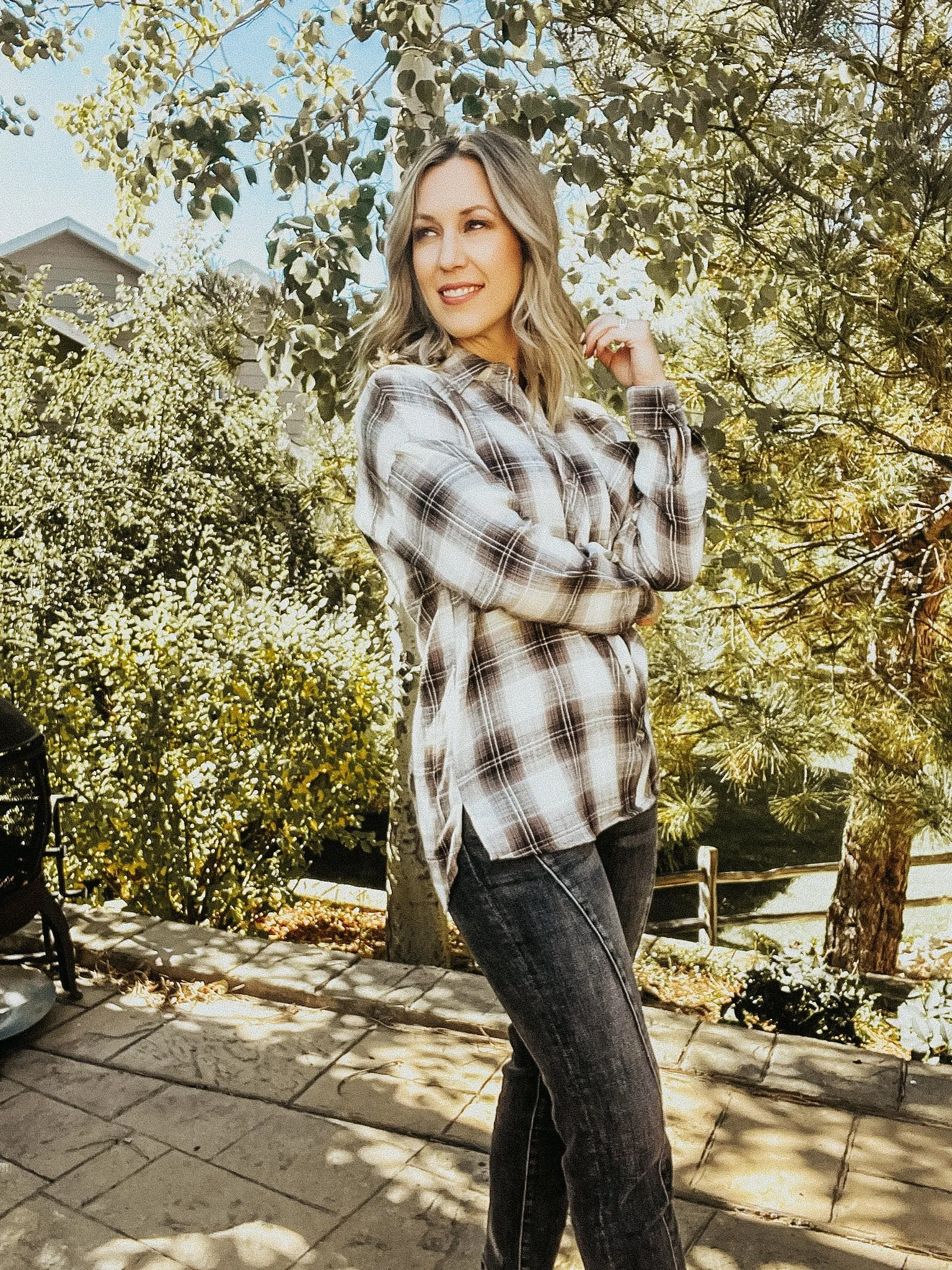 Charcoal Plaid Flannel Shirt