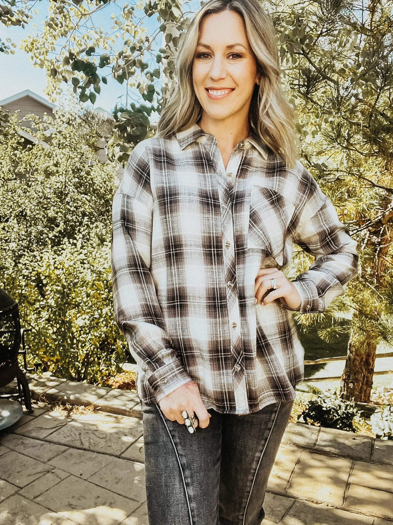 Charcoal Plaid Flannel Shirt