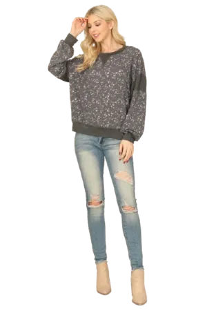 Charcoal Taupe Printed Long Sleeve Top - Pack of 6
