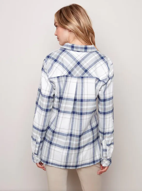 Charlie B. Yarn Dyed Plaid Blouse - Frost
