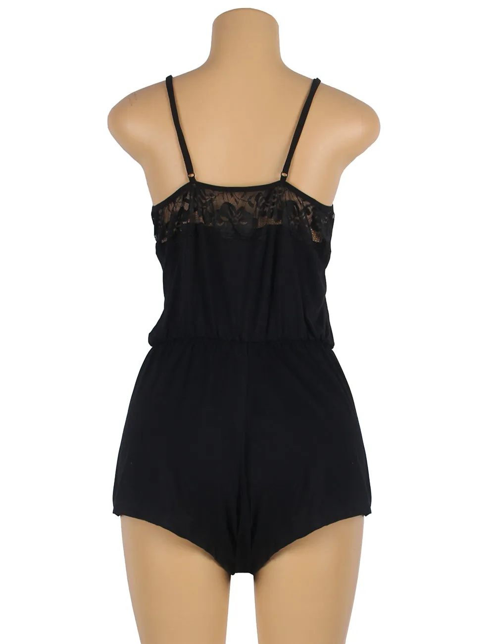 Charming Black Lace Sexy Teddy Plus Size