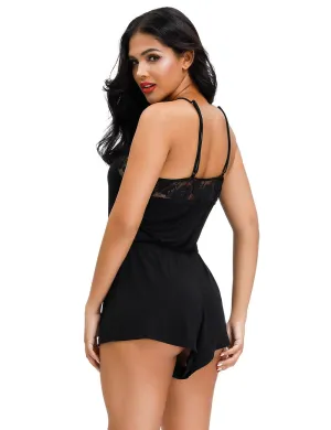 Charming Black Lace Sexy Teddy Plus Size