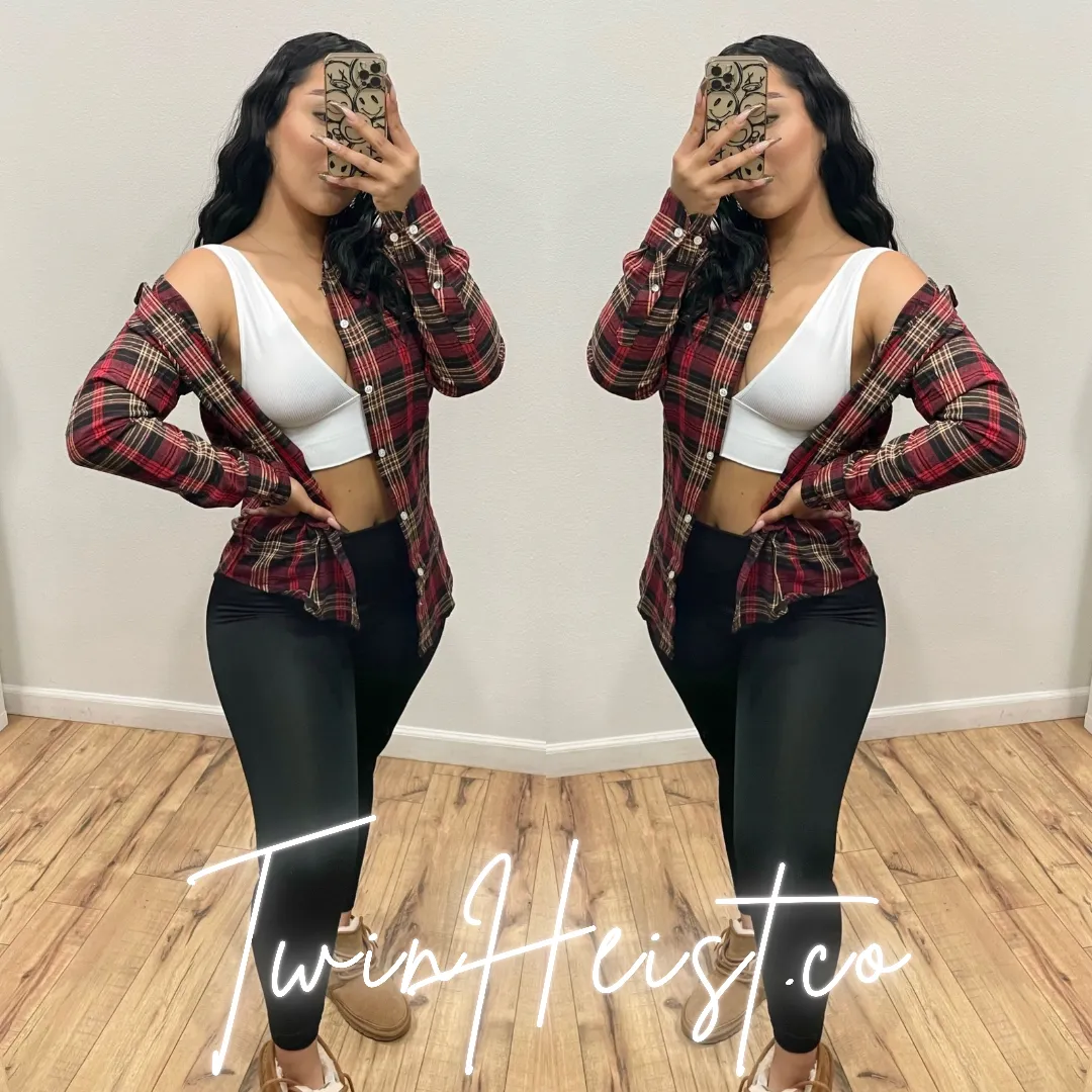 Check Ya Later Flannel Top- Red/Black