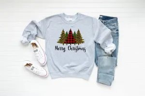 Cheetah Buffalo Plaid Merry Christmas Sweatshirt
