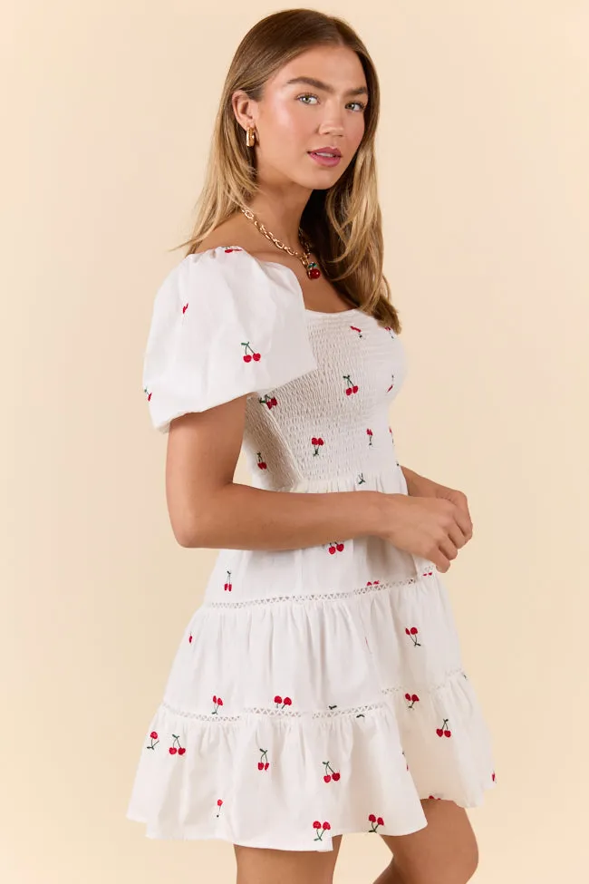 Cherry To My Cola Embroidered Ivory Dress