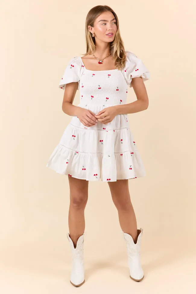Cherry To My Cola Embroidered Ivory Dress